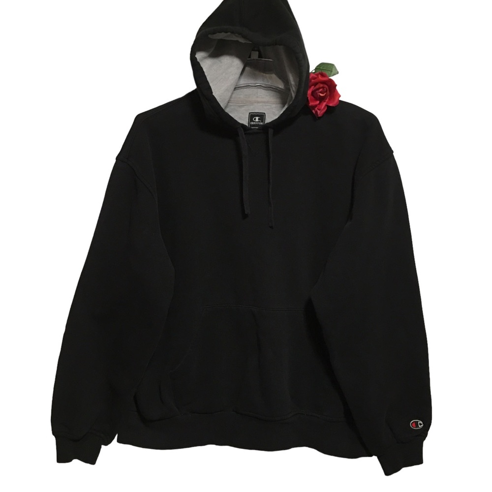 Vtg. Champion XXL black pull over hoodie kangaroo pocket EUC
